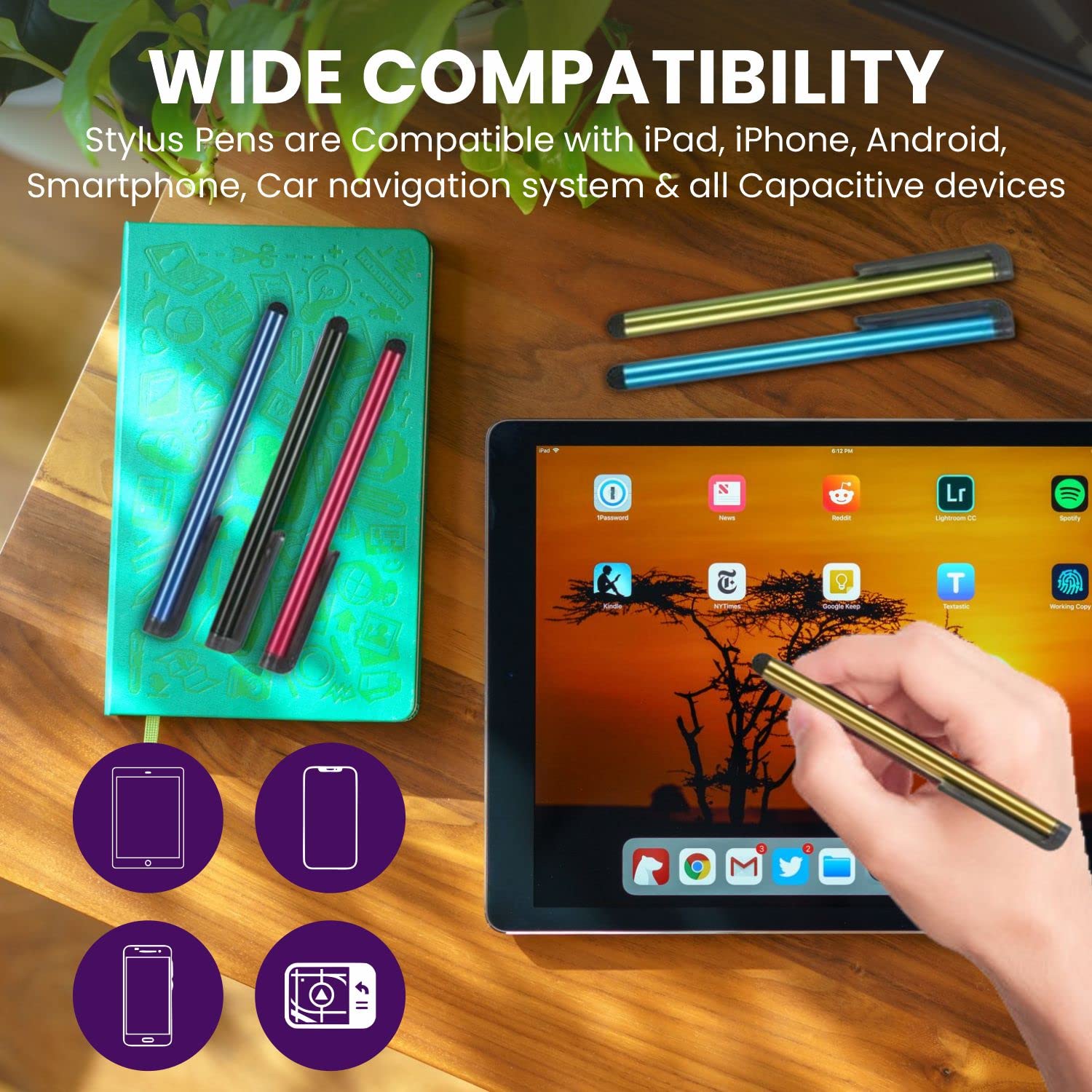 TCD 100 Pack Colorful Long Metal Capacitive Stylus Pens Universal for All Touch Screen Devices Lifetime Warranty Assorted Colors - View 5 of 6