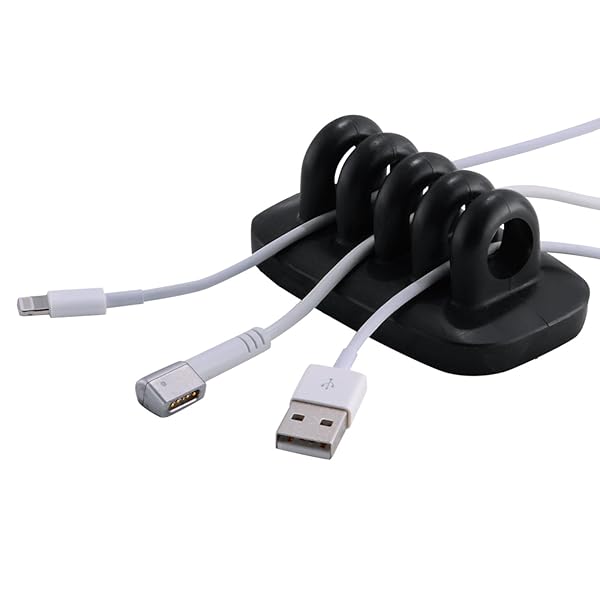 JacobsParts Cable Clip Holder Weighted Desktop Cord Management Fixture Black for Organized Workspaces