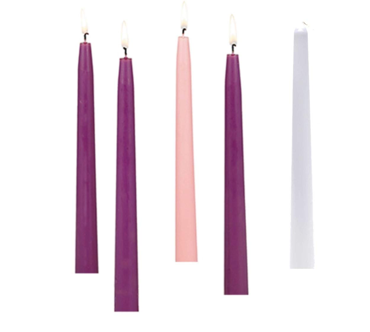 Christian Brands Advent Taper Five Candle Set for Elegant Holiday Decor and Festive Celebrations