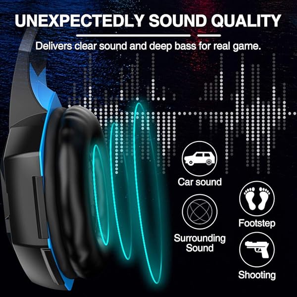 VersionTECH. VersionTECH G2000 Gaming Headset: Noise-Cancelling, LED Lights, Soft Earmuffs for PS5, Xbox, PC & More - View 5 of 8