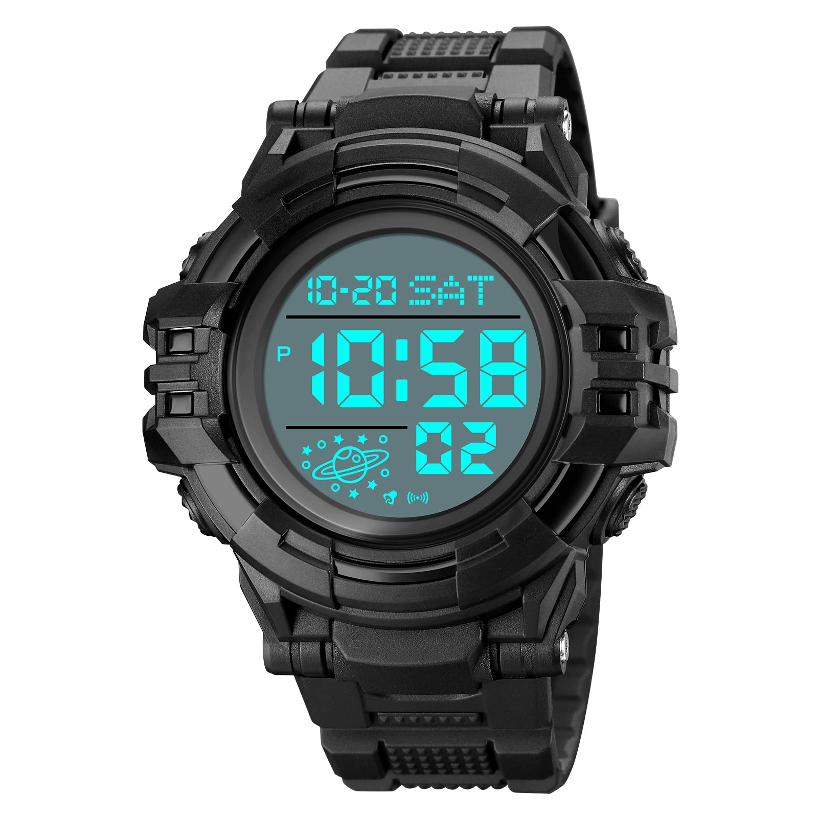 Mens Multifunction Waterproof Analog Digital Watch with Alarm Stopwatch Date Rubber Strap Military Sports LED Black - View 2 of 7