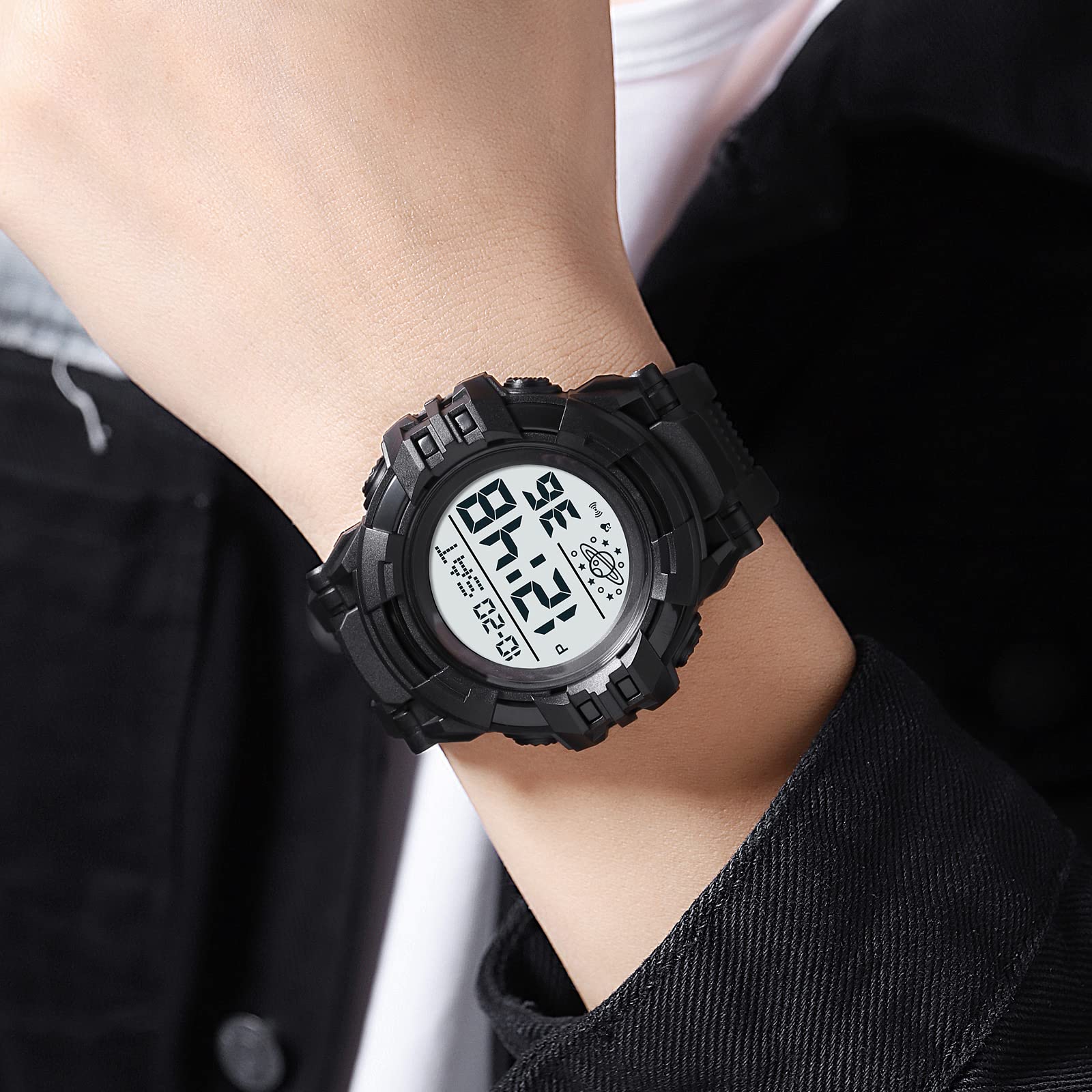 Mens Multifunction Waterproof Analog Digital Watch with Alarm Stopwatch Date Rubber Strap Military Sports LED Black - View 6 of 7