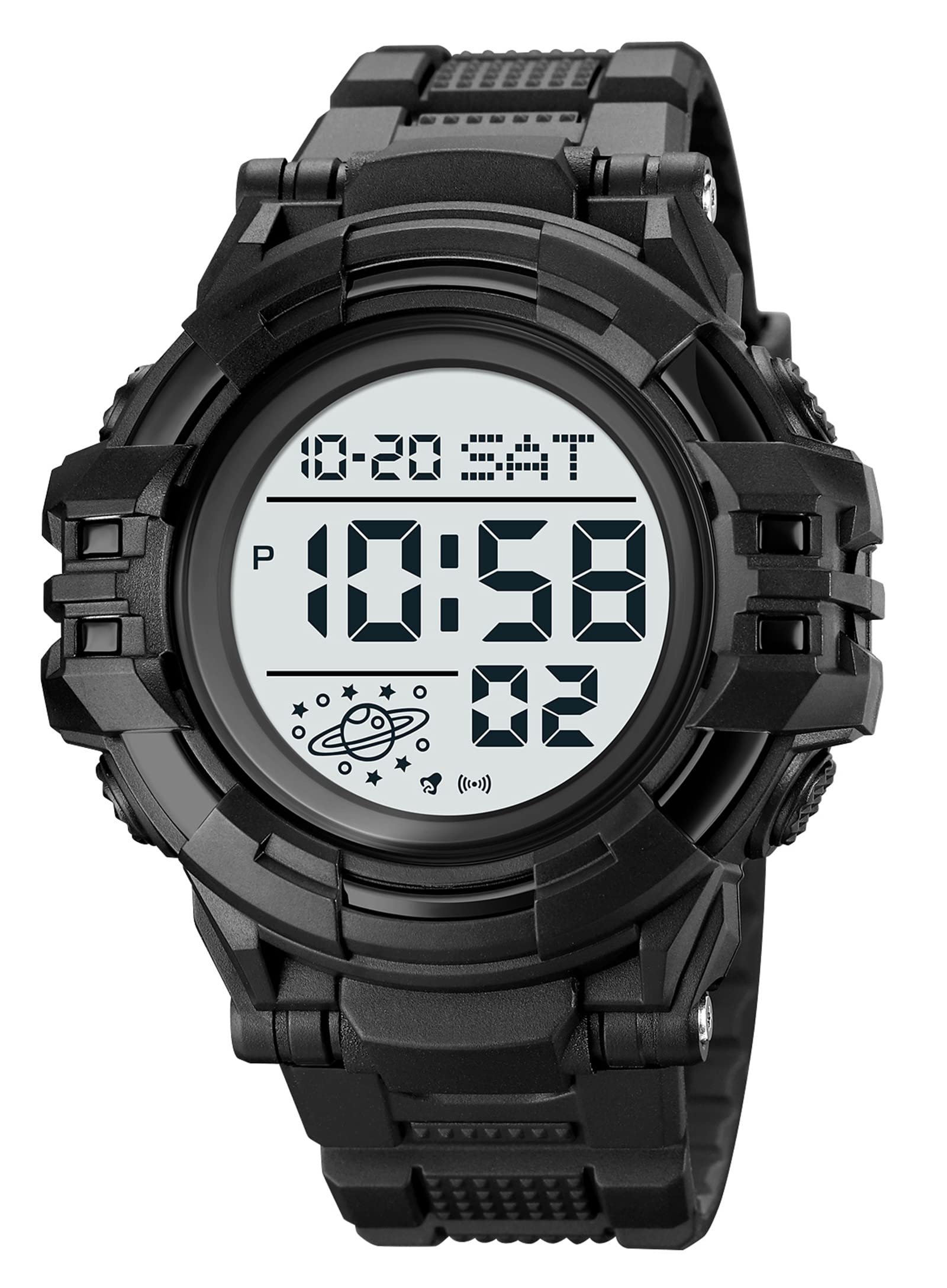 Mens Multifunction Waterproof Analog Digital Watch with Alarm Stopwatch Date Rubber Strap Military Sports LED Black