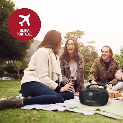 GPX GPX BCA209B Portable AM/FM Boombox: CD & Cassette Player in Sleek Black - Perfect for Music Lovers! - View 6 of 8