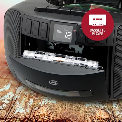 GPX GPX BCA209B Portable AM/FM Boombox: CD & Cassette Player in Sleek Black - Perfect for Music Lovers! - View 7 of 8