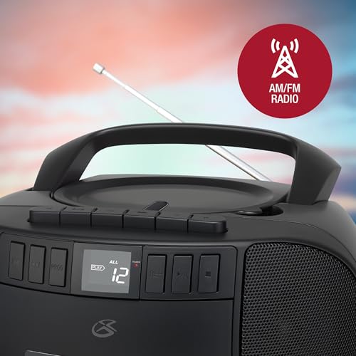 GPX GPX BCA209B Portable AM/FM Boombox: CD & Cassette Player in Sleek Black - Perfect for Music Lovers! - View 8 of 8