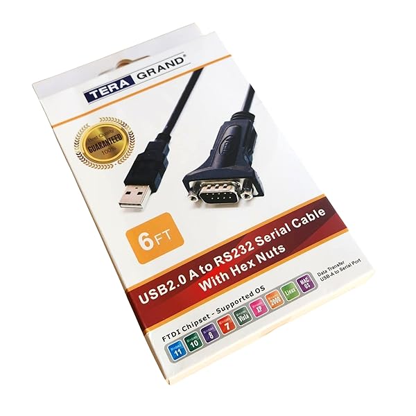 Tera Grand Buy Tera Grand 6ft USB 2.0 to RS232 DB9 Adapter Cable - FTDI Chipset, Compatible with Windows, Mac & Linux - View 6 of 7