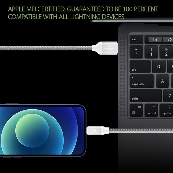 Cellet Cellet 10 Feet Lightning to USB Charging Cable for iPhone iPad iPod Apple MFI Certified White - View 4 of 9