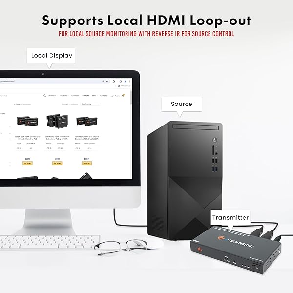 J-Tech Digital J-Tech Digital HDMI Extender Splitter 1x4: 164ft Over Cat5e/6 with PoC, IR Control & EDID Switch - View 6 of 10