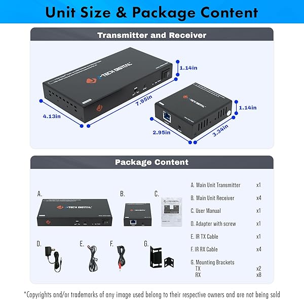 J-Tech Digital J-Tech Digital HDMI Extender Splitter 1x4: 164ft Over Cat5e/6 with PoC, IR Control & EDID Switch - View 10 of 10
