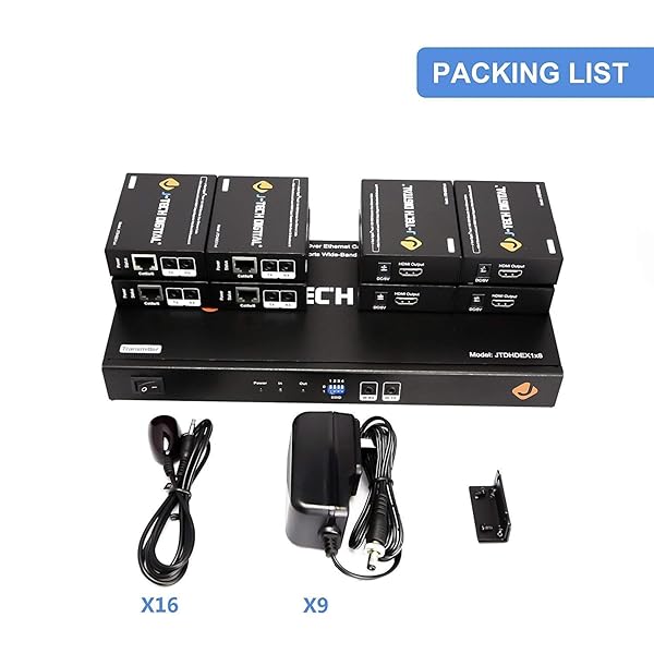 J-Tech Digital J-Tech Digital JTDHDEX1x8 HDMI Extender & Splitter: Premium 1x8 HDMI Amplifier Over Ethernet - View 8 of 8