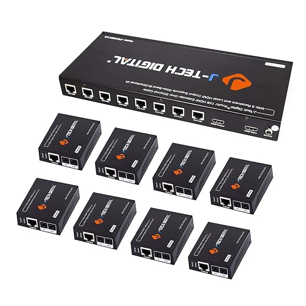 J-Tech Digital J-Tech Digital JTDHDEX1x8 HDMI Extender & Splitter: Premium 1x8 HDMI Amplifier Over Ethernet - View 2 of 8