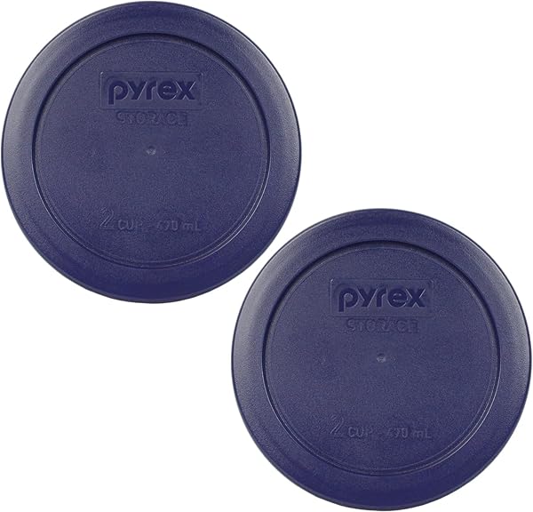 Pyrex Buy Genuine Pyrex 7200-PC 2 Cup Dark Blue Round Storage Lids - 2 Pack for Perfect Fit & Durability