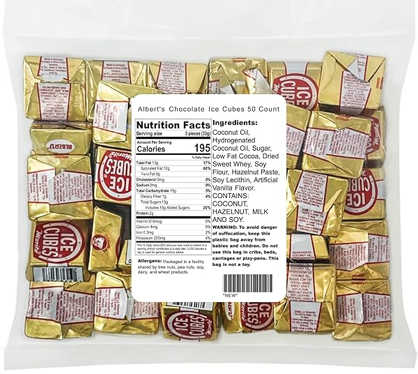Albert's Chocolate Ice Cubes 50 Count Albert's Chocolate Ice Cubes 50 Count - Delicious 16 oz Treats for Every Occasion!