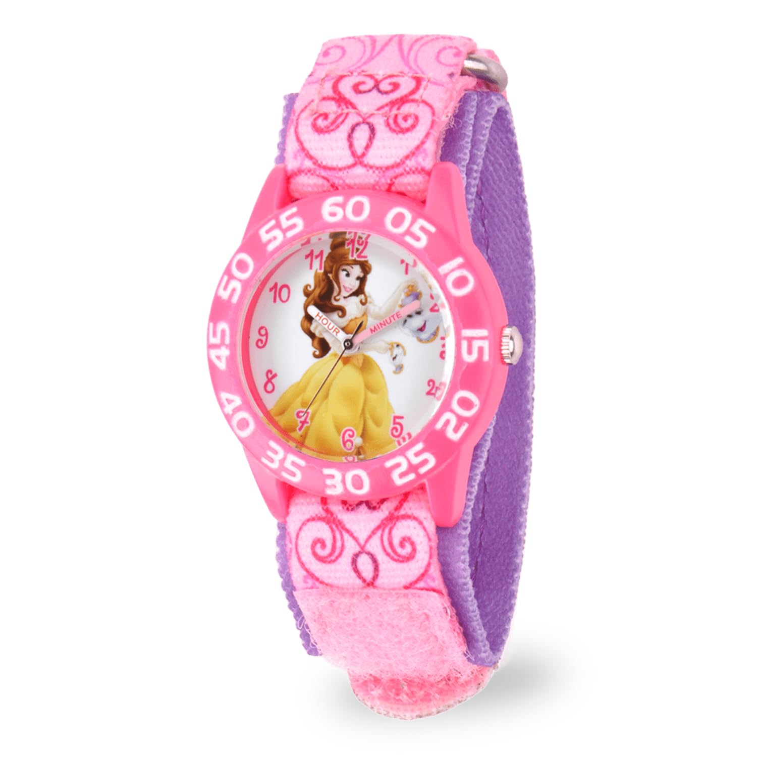 Disney Princess Kids Plastic Time Teacher Analog Quartz Nylon Strap Watch for Learning Time