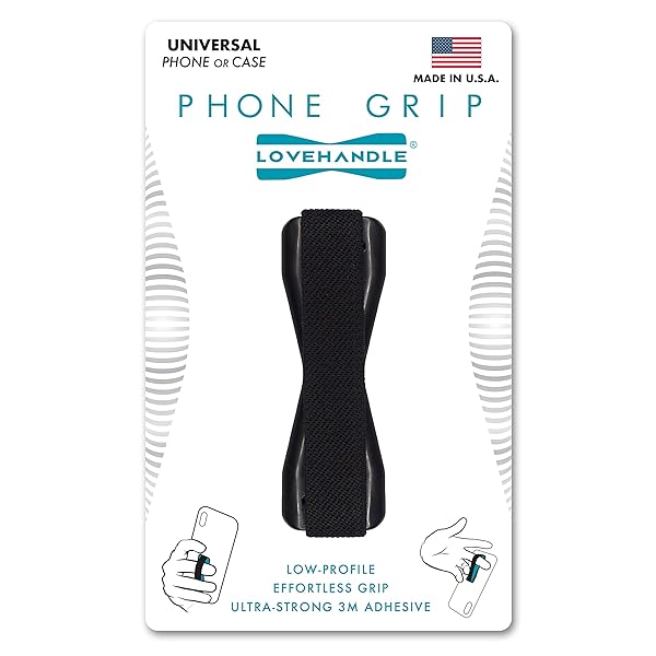 LOVEHANDLE LOVEHANDLE Phone Grip: Black Elastic Strap for Smartphones & Mini Tablets - LH-01Black - View 2 of 10