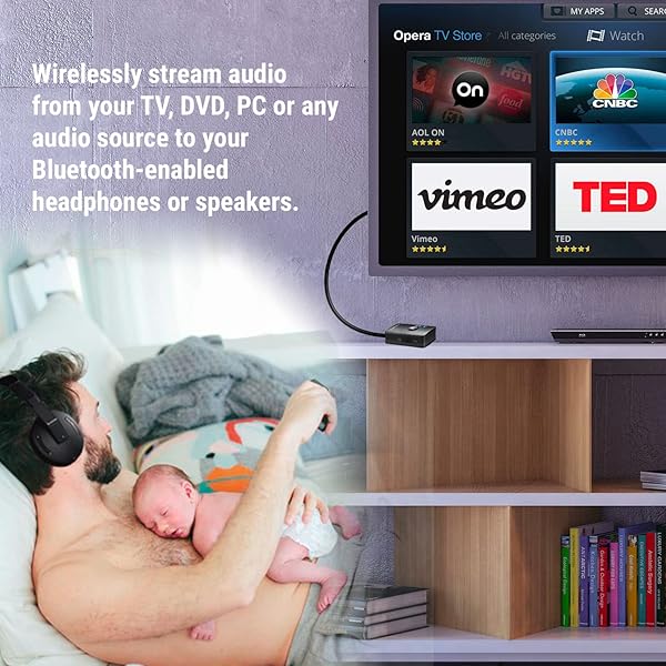 HomeSpot HomeSpot Bluetooth Transmitter for TV: Low Latency Audio Adapter with Dual Stream & Optical SPDIF - Bluetooth 5.0 - View 3 of 6