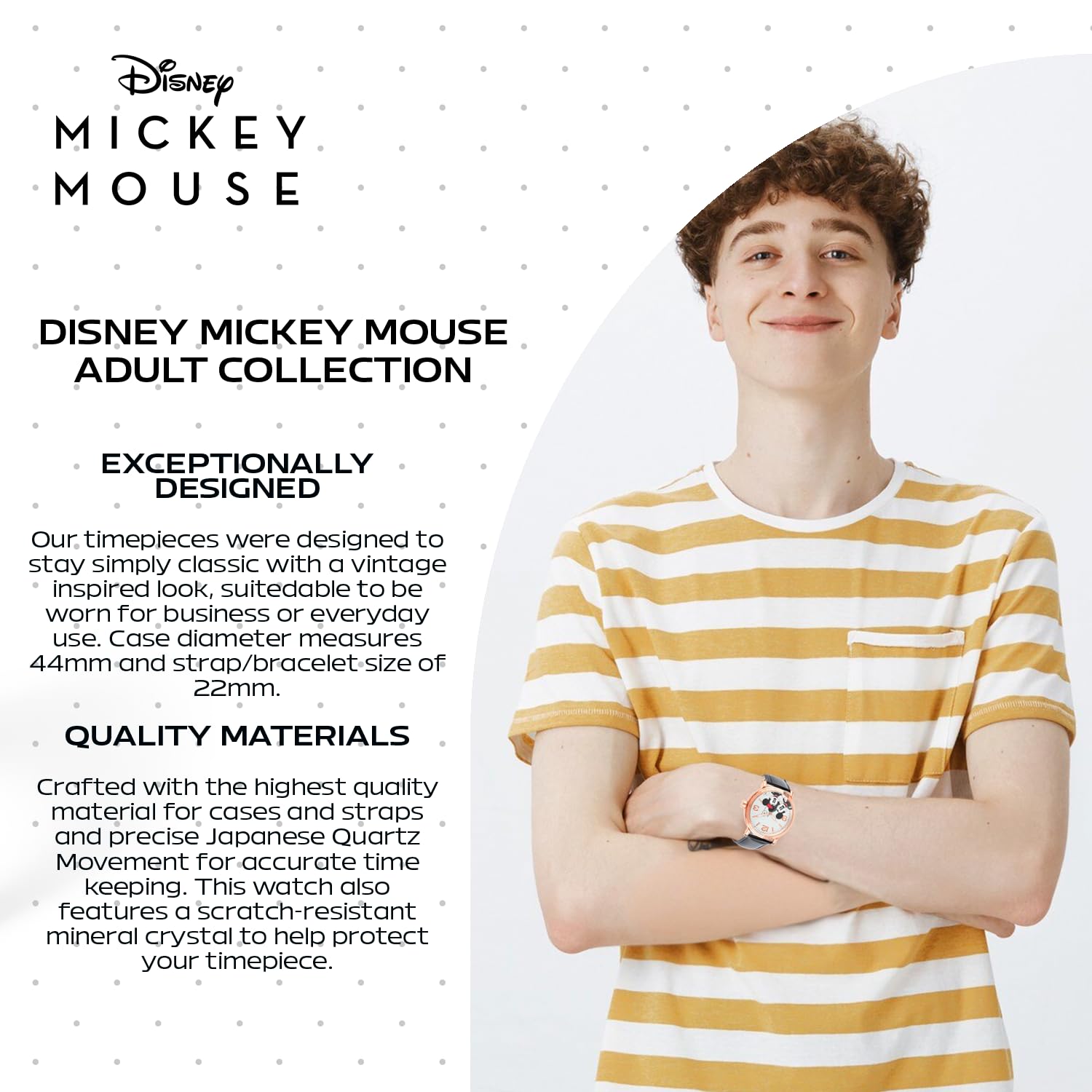 Disney Men's Mickey Mouse Analog Quartz Black Watch Stylish Timepiece for Fans - View 5 of 6