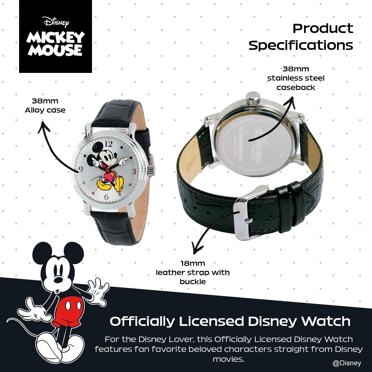 Disney Women's Mickey Mouse Black Quartz Watch Stylish Analog Timepiece - View 3 of 7
