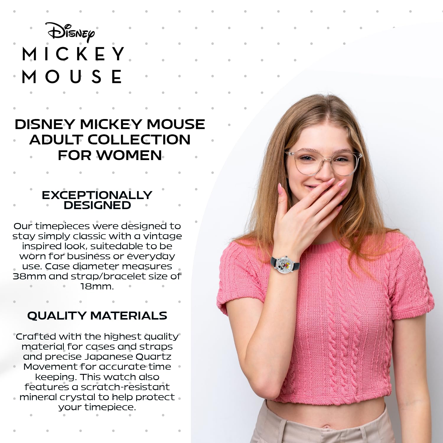 Disney Women's Mickey Mouse Black Quartz Watch Stylish Analog Timepiece - View 6 of 7