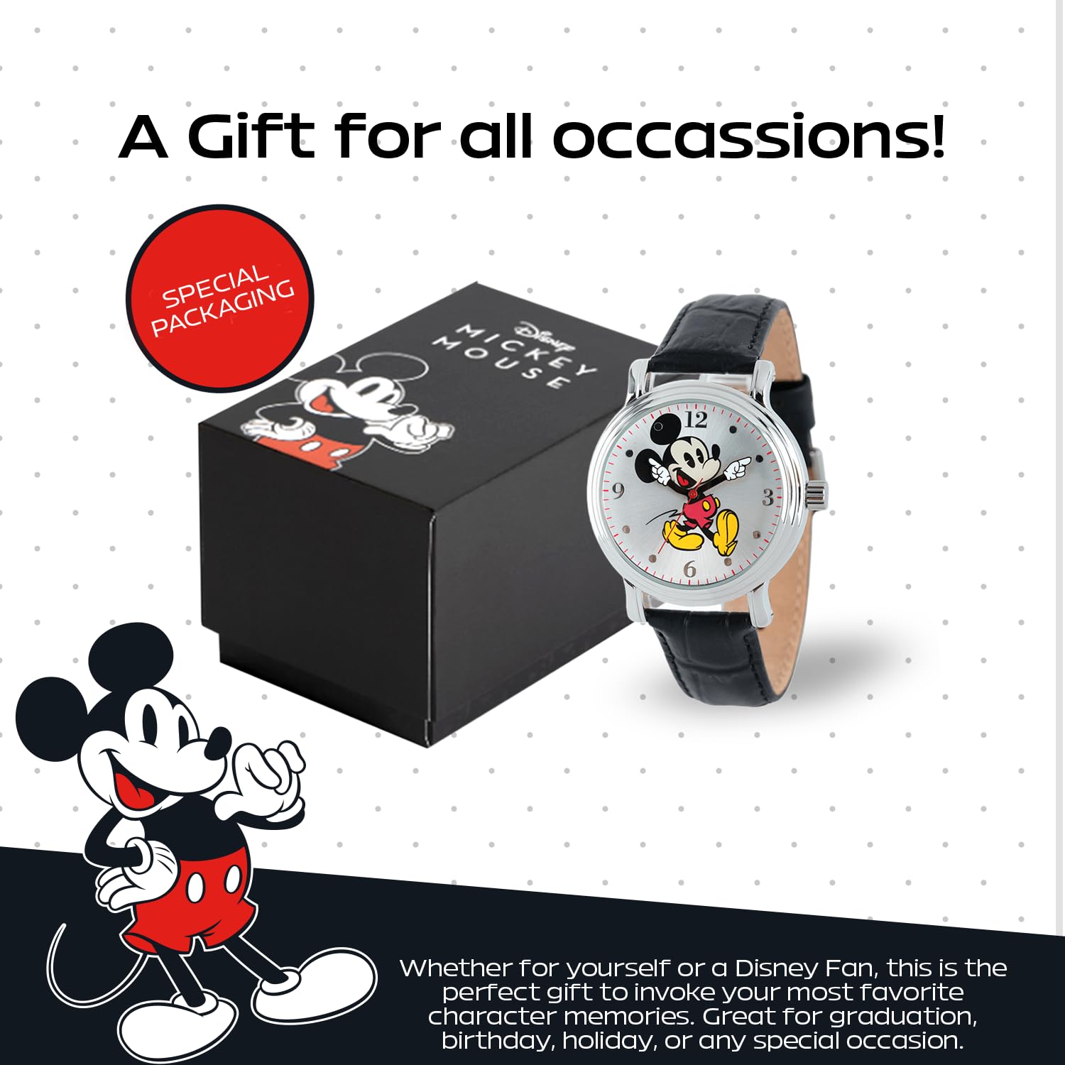 Disney Women's Mickey Mouse Black Quartz Watch Stylish Analog Timepiece - View 7 of 7