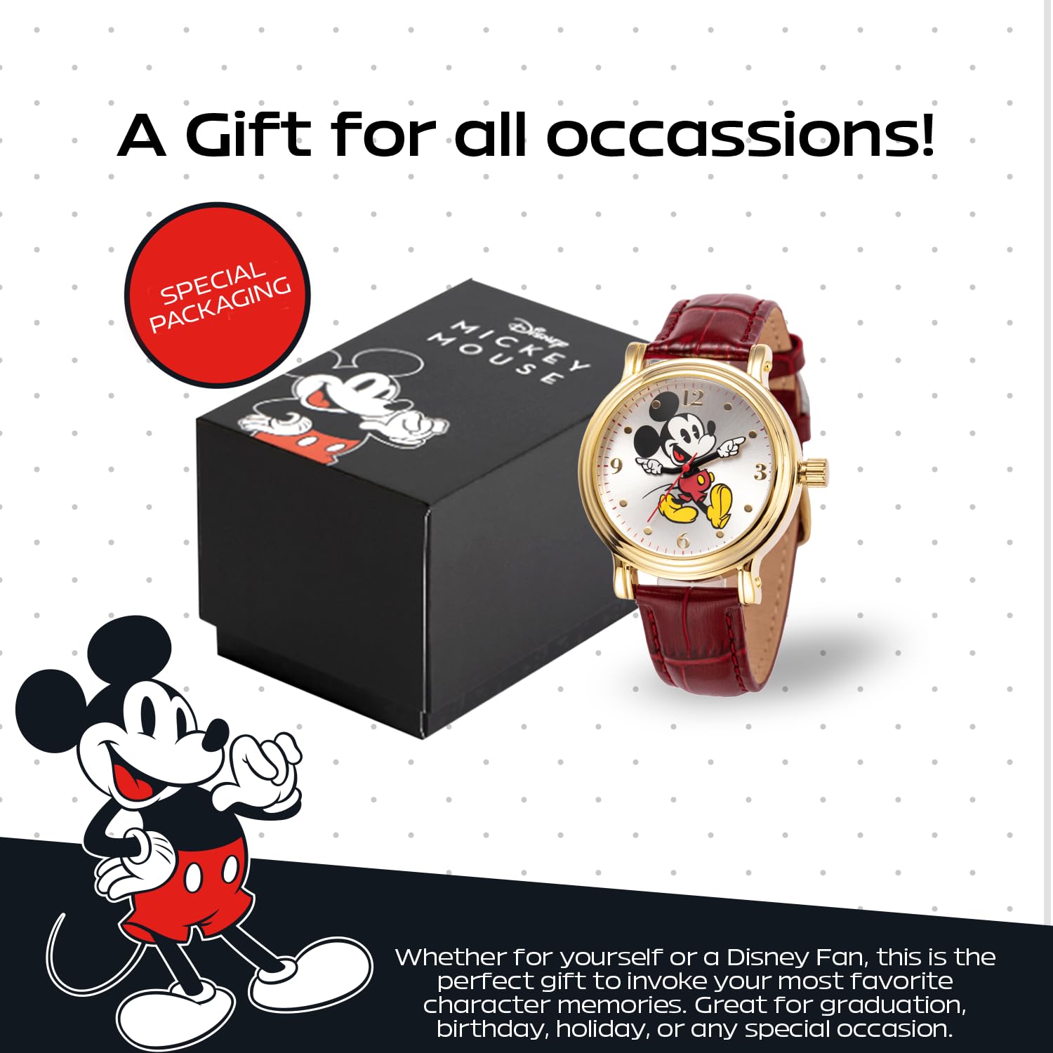 Disney Mickey Mouse Vintage Articulating Hands Analog Quartz Watch for Adults - View 6 of 6