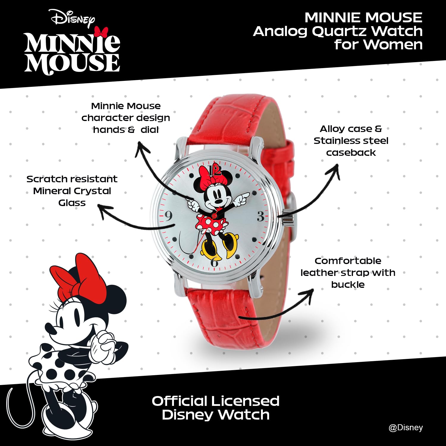Disney Disney Minnie Mouse Vintage Articulating Hands Analog Quartz Watch for Adults - View 2 of 6