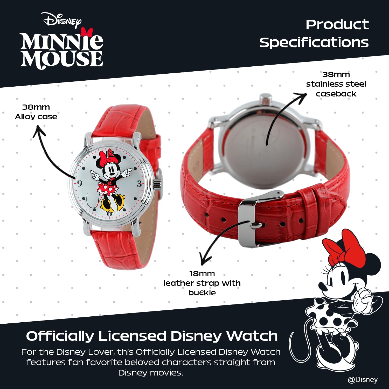 Disney Disney Minnie Mouse Vintage Articulating Hands Analog Quartz Watch for Adults - View 3 of 6