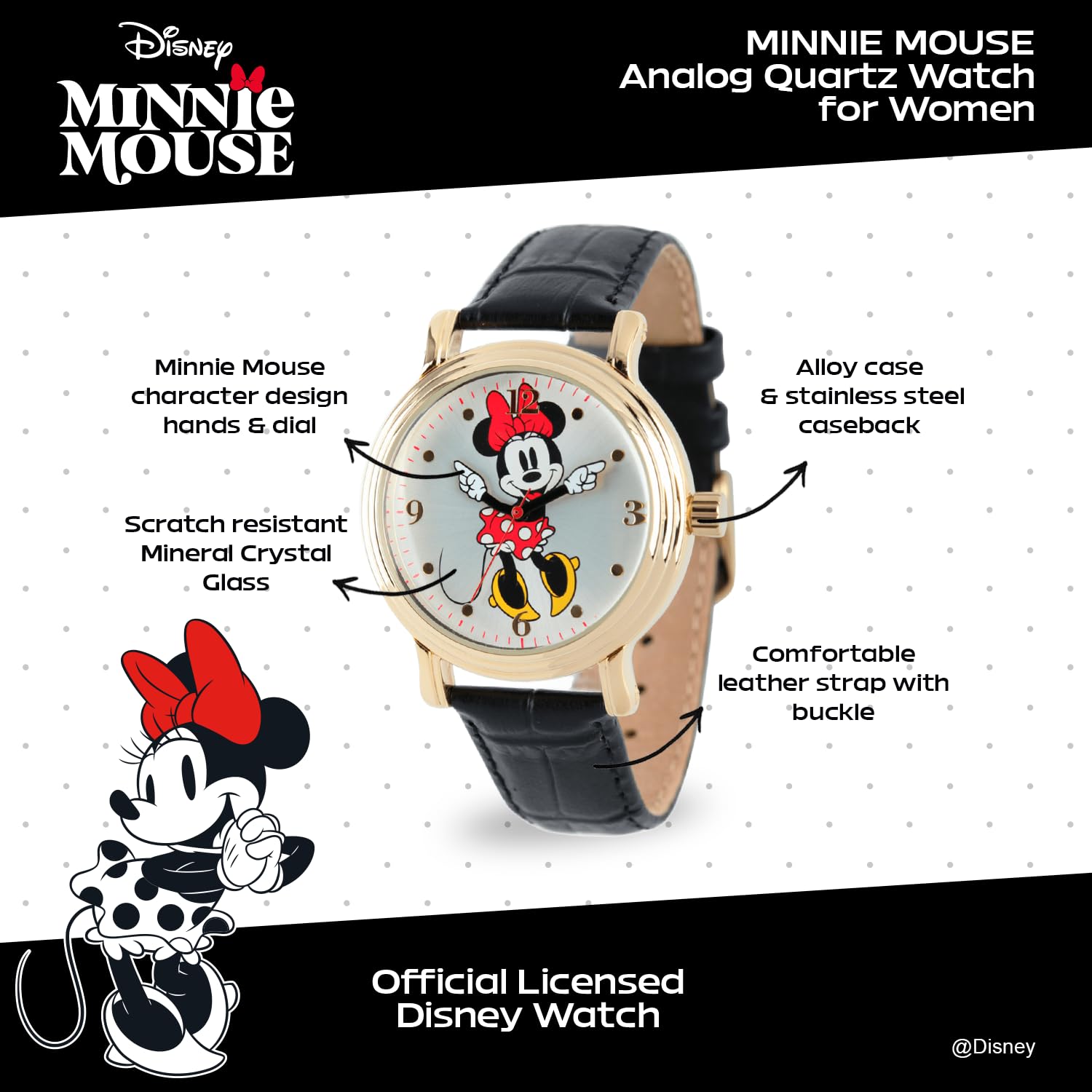 Disney Disney Minnie Mouse Vintage Articulating Hands Analog Quartz Watch for Adults - View 2 of 6
