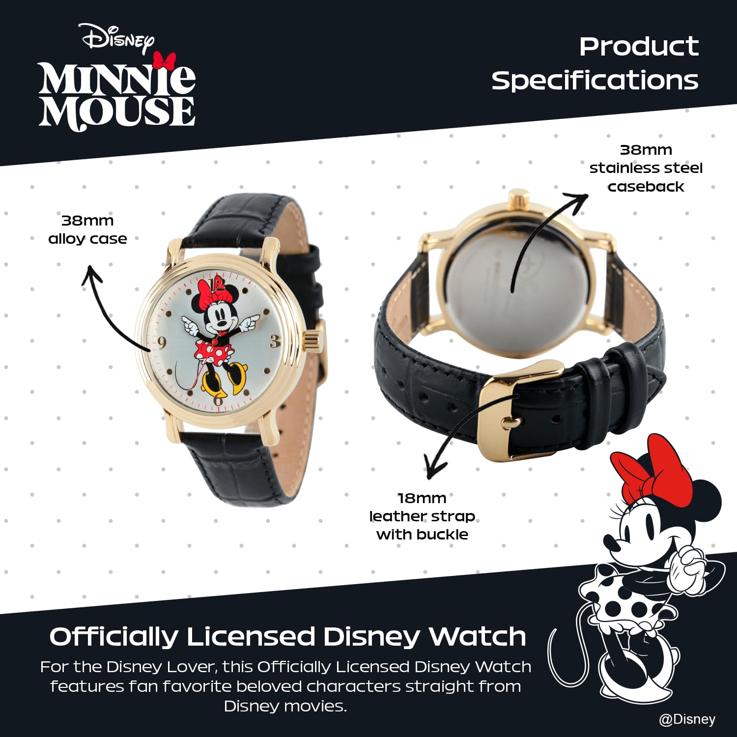 Disney Disney Minnie Mouse Vintage Articulating Hands Analog Quartz Watch for Adults - View 3 of 6