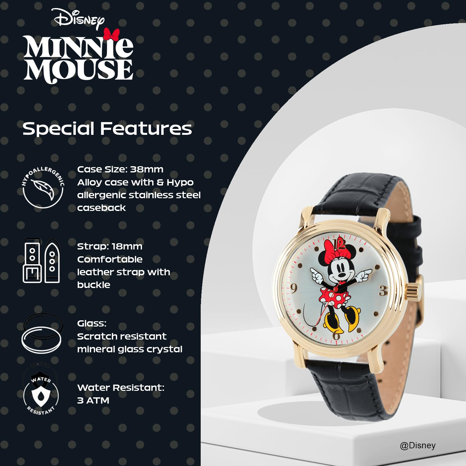 Disney Disney Minnie Mouse Vintage Articulating Hands Analog Quartz Watch for Adults - View 4 of 6