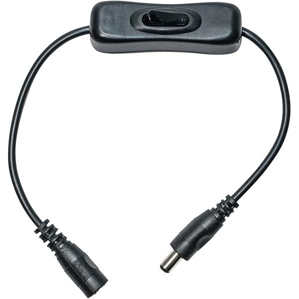 JacobsParts JacobsParts 5.5mm x 2.1mm DC Power Switch Extension Cable for LED Strips & Low Voltage Devices