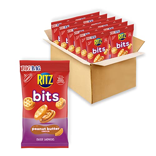 Ritz RITZ Bits Peanut Butter Cracker Sandwiches - 12 Pack, 3oz Big Bag for Snacks & Lunch