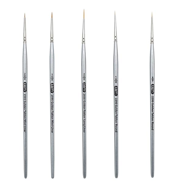 ZEM ZEM Brush Golden Taklon Mini Detail Brush Set: Perfect Liners 20/0, 10/0, 5/0 for Precision Art - View 2 of 7
