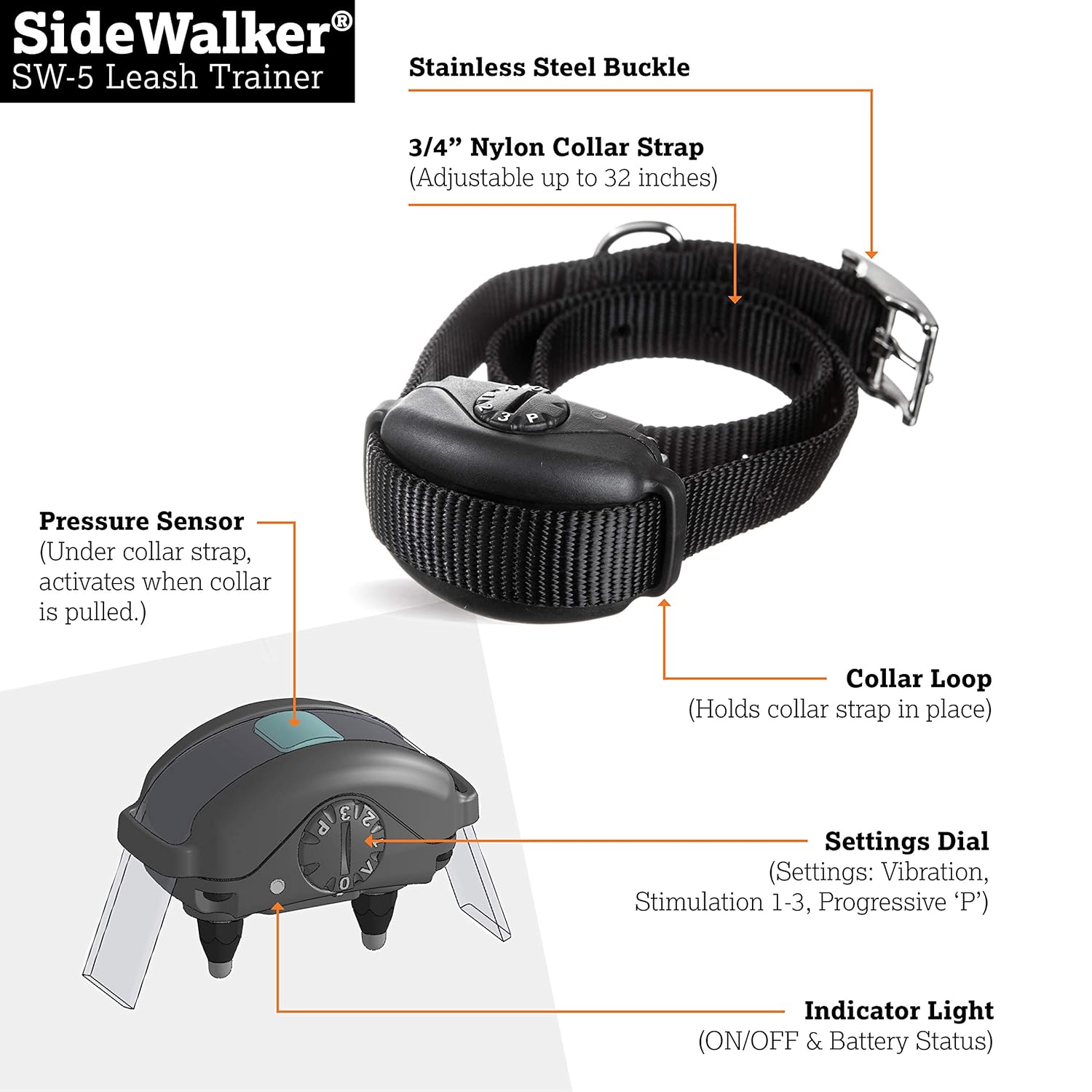 DogWatch DogWatch SW-5 Dog Leash Trainer Stop Pulling Self Teaching Electronic Collar with 3 Levels of Stimulation Vibration Waterproof Rechargeable - View 2 of 6