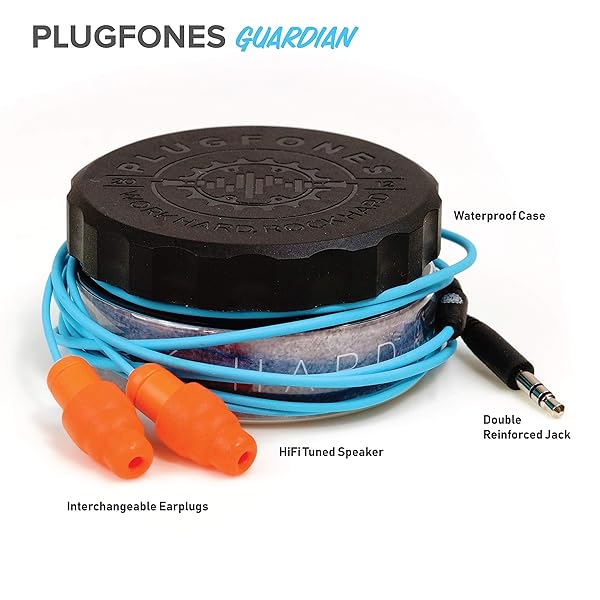 Plugfones Plugfones Guardian Hybrid Earbuds: Noise-Reducing In-Ear Earplugs (Blue & Orange) for Ultimate Comfort - View 3 of 7