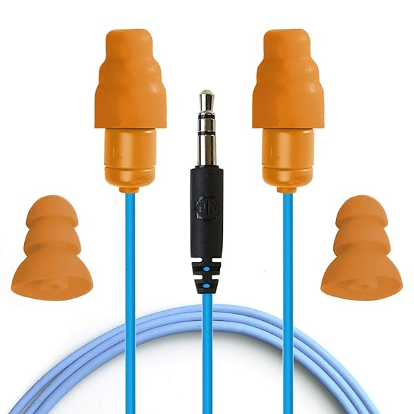 Plugfones Plugfones Guardian Hybrid Earbuds: Noise-Reducing In-Ear Earplugs (Blue & Orange) for Ultimate Comfort - View 2 of 7
