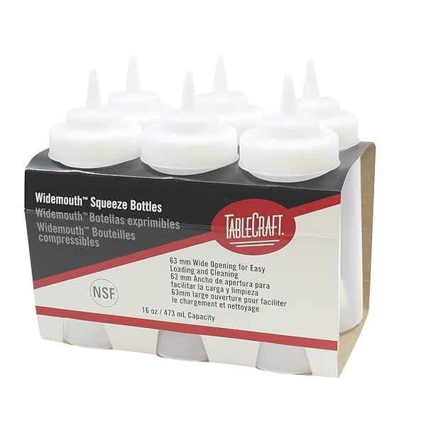 Tablecraft TableCraft C11663C White 16 Oz Wide Squeeze Dispenser Pack of 6 for Easy Dispensing and Storage
