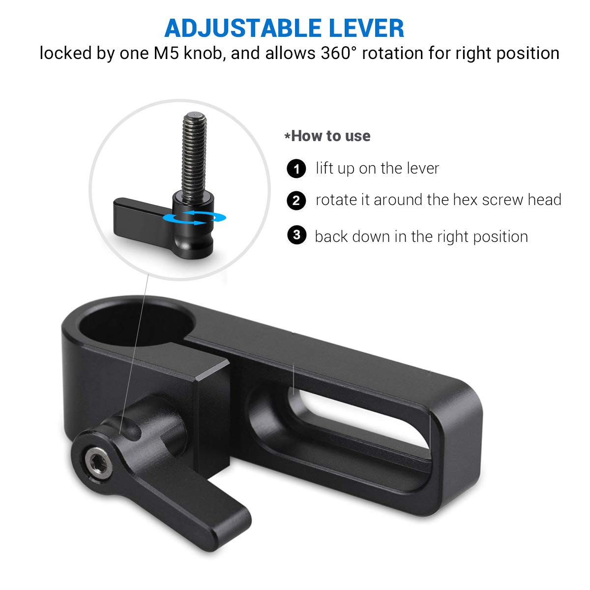 SMALLRIG SMALLRIG 15mm Rail Clamp Mount Rod Clamp for Plate Cage Handle Rod Extension 1549 - View 4 of 7