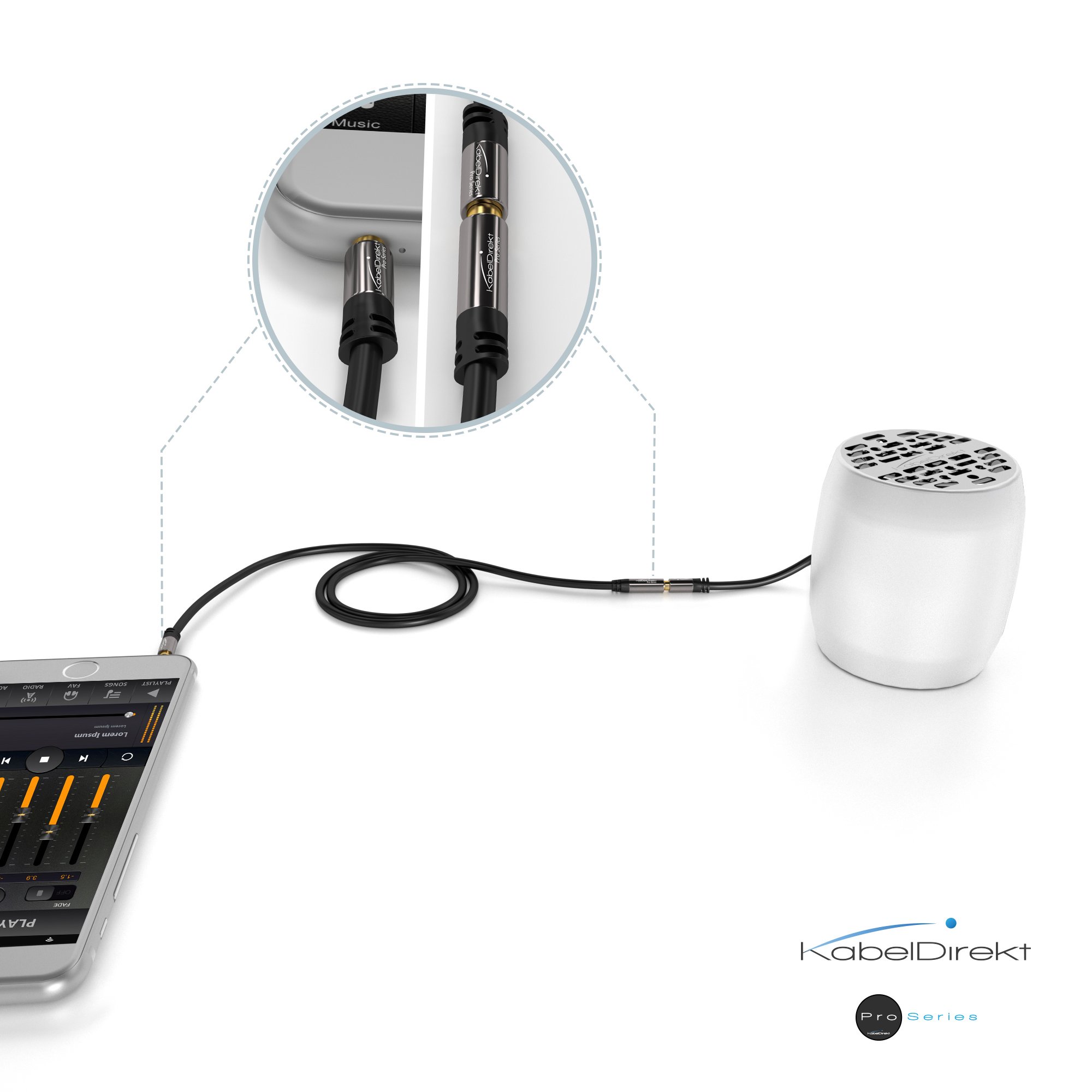 KabelDirekt 25 Feet 3.5mm Male to Female Stereo Audio Extension Cable PRO Series - View 5 of 6