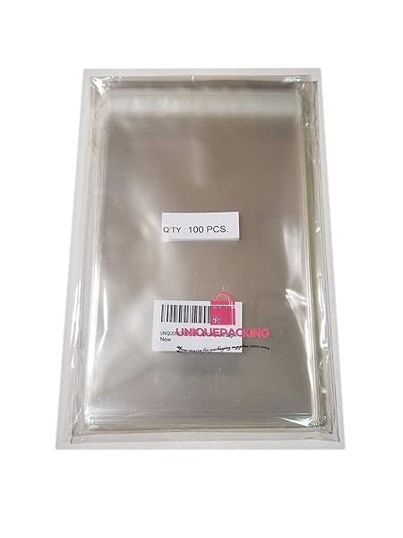 UNIQUEPACKING UNIQUEPACKING 100 Pcs Clear Resealable Cellophane Bags 4 1/4 X 6 1/8 Ideal for 4x6 Items