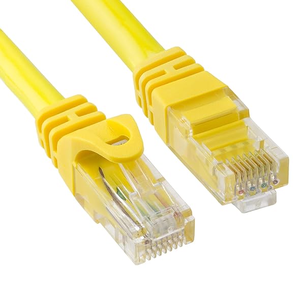 High-Speed 3ft Cat6 Ethernet Cable - 10Gbps RJ45 LAN Cord with Gold Plated Connectors - Durable Yellow Patch Cable