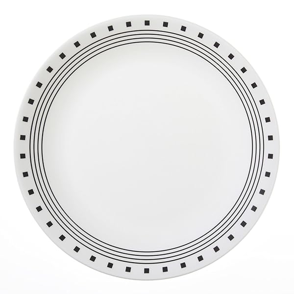 Corelle Livingware City Block Dinner Plates - 10.25 Inch Set of 6 | Durable & Stylish Tableware