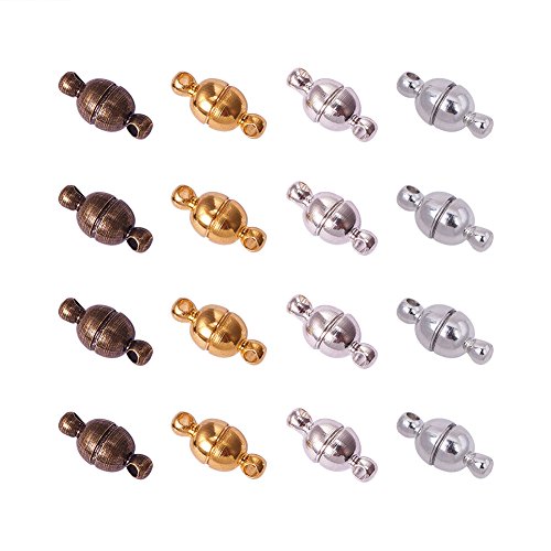 PH PandaHall 100 Sets Brass Magnetic Clasps Mixed Color Round Magnet Converter for Jewelry DIY Bracelet and Necklace Making