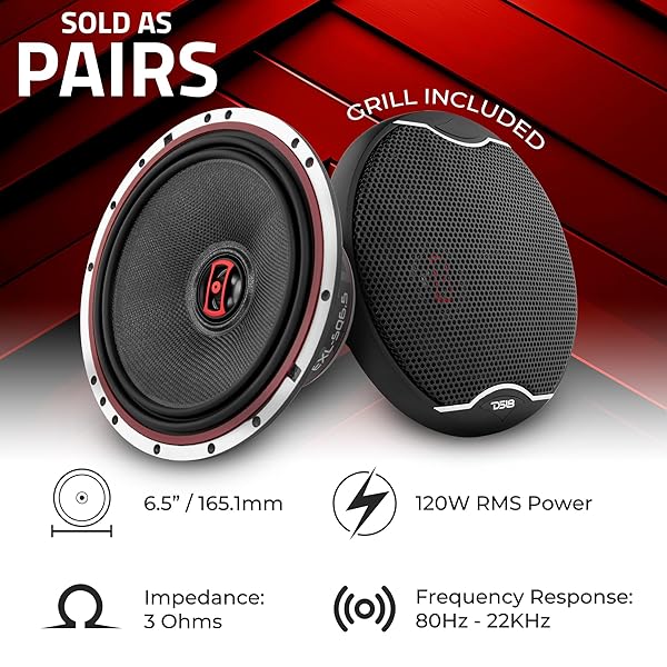 DS18 "DS18 EXL-SQ6.5 6.5" Car Speakers - High Sound Quality, 400W Max, Sleek Design, Superior Bass - Set of 2" - View 3 of 10