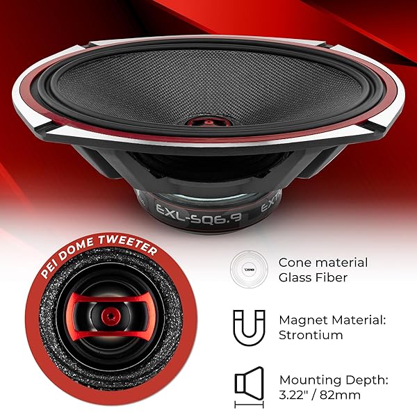 DS18 DS18 EXL-SQ6.9 6x9 Car Speakers - High Sound Quality, Superior Bass, 560 Watts - Set of 2 - View 4 of 10