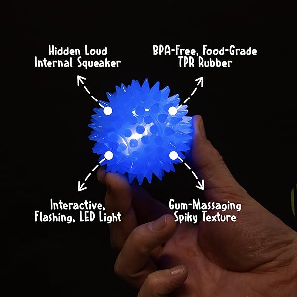 Gnawsome Gnawsome Squeak and Light Football Multicolor 2.5 Inch 1 Count Ideal for Dogs and Playtime Fun - View 6 of 9