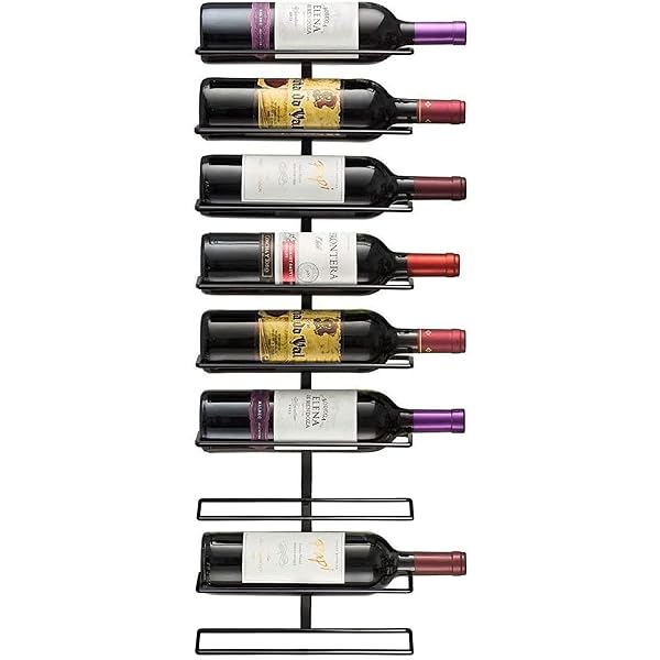 Sorbus Stylish Sorbus Wall Mount Wine Rack - Holds 9 Bottles | Black Metal Wine Holder for Home Bar & Kitchen Storage