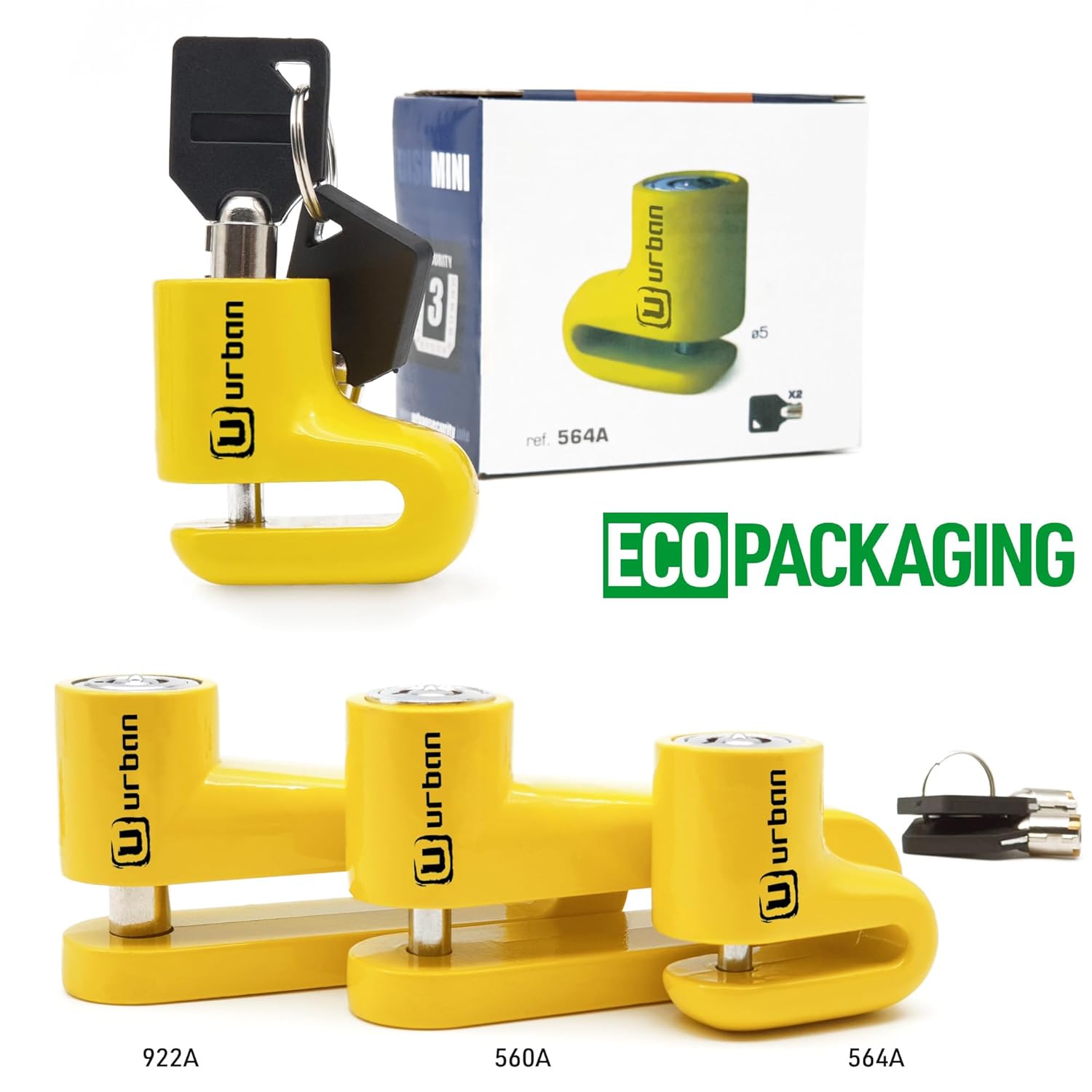 urban Urban 564A Compact Motorcycle Disc Lock Lightweight Portable Steel Anti Theft Wheel Brake Lock for Motorbike Scooter Electric Bike Bicycle - View 6 of 8