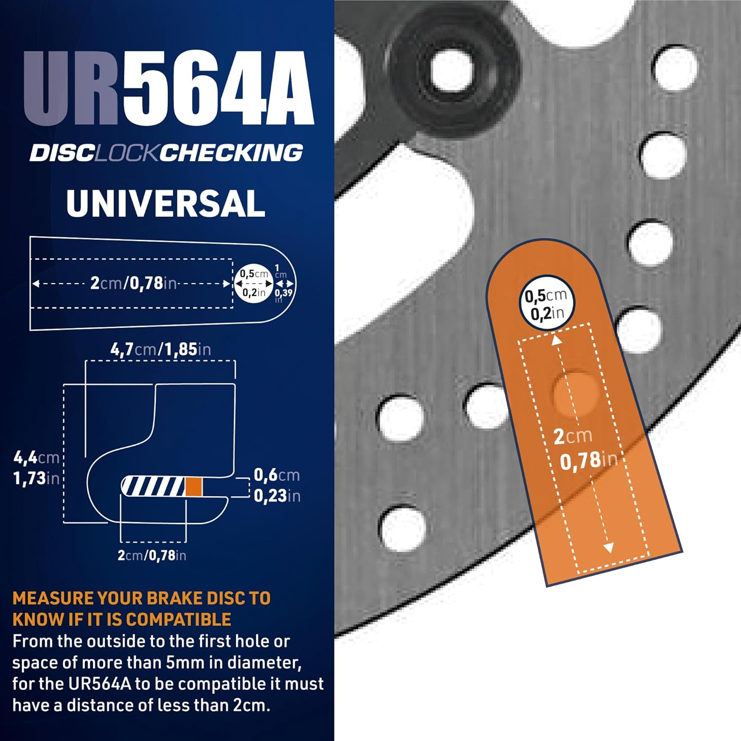 urban Urban 564A Compact Motorcycle Disc Lock Lightweight Portable Steel Anti Theft Wheel Brake Lock for Motorbike Scooter Electric Bike Bicycle - View 8 of 8